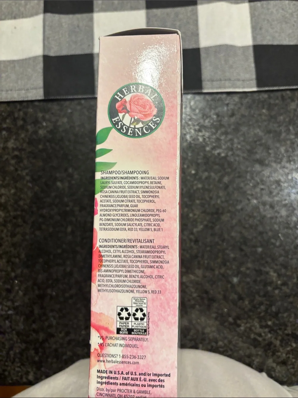 Herbal essences Rose hips shampoo and conditioner.